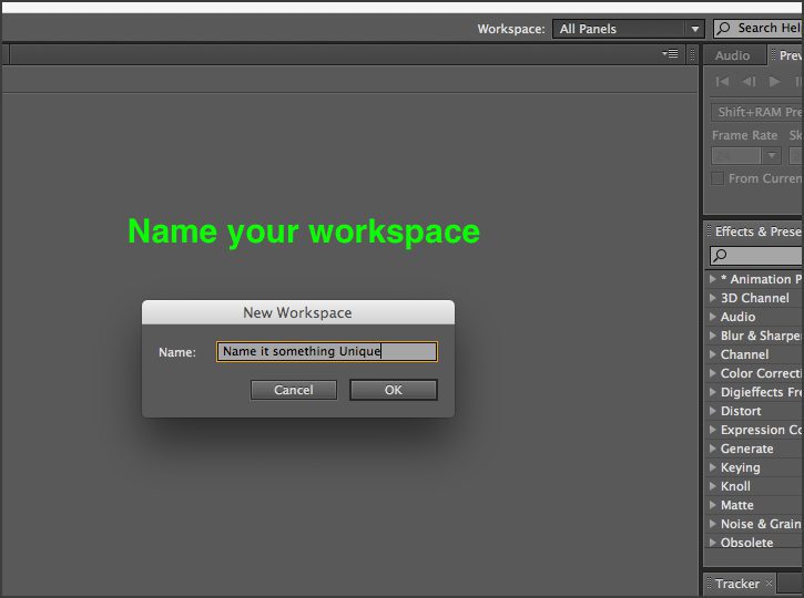 After Effects - Naming Workspaces