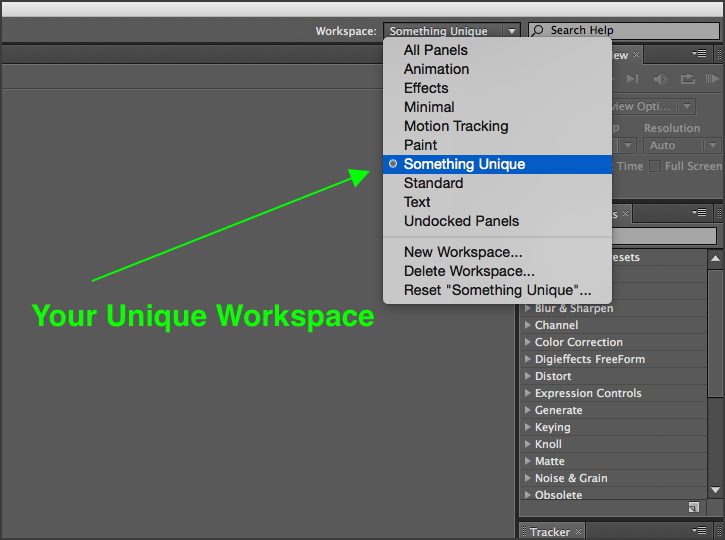 After Effects - Choosing Workspace