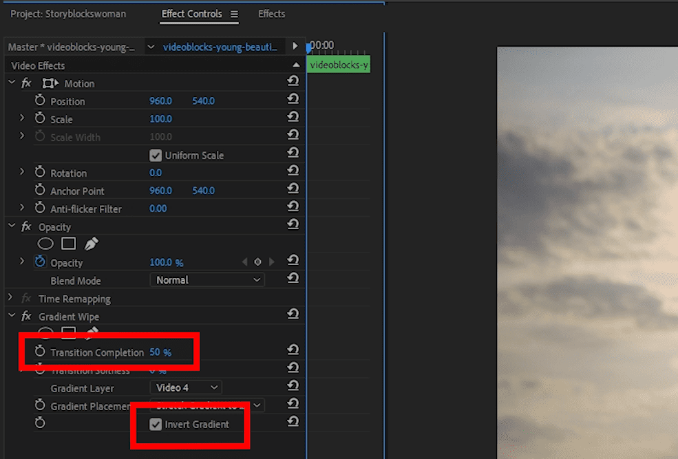 Invert Gradient tool in Adobe Premiere Pro