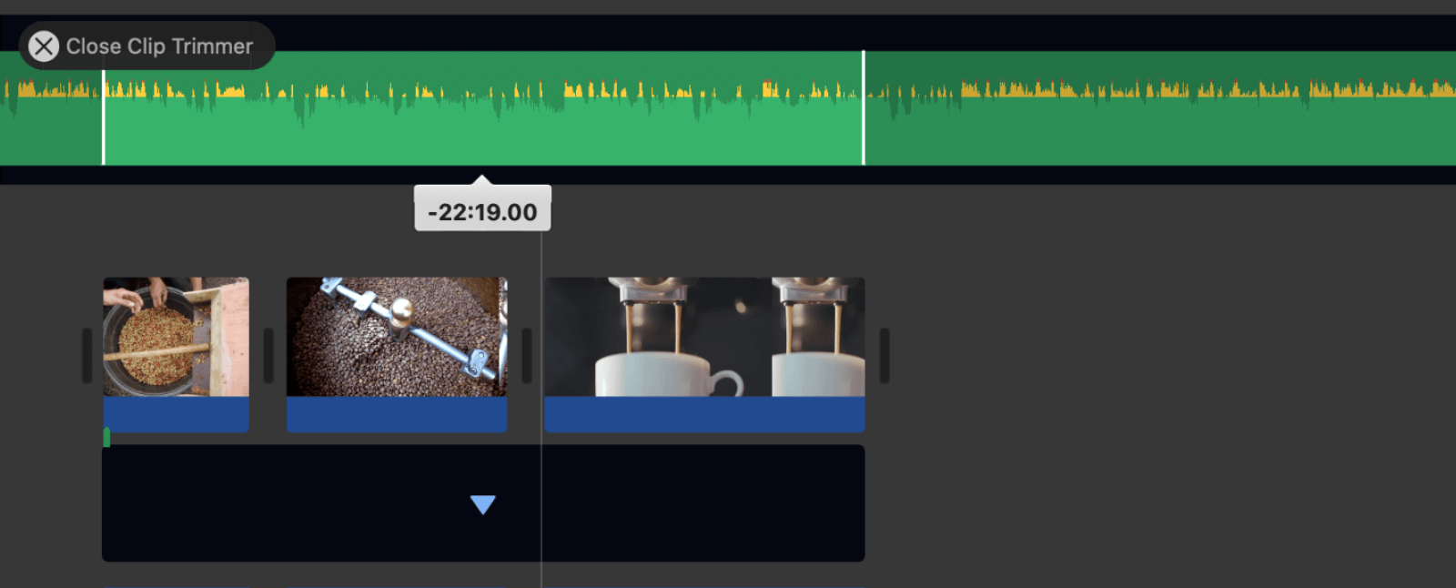 Close clip trimmer in iMovie
