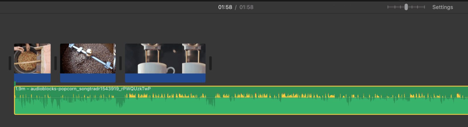 Drag audio clips into timeline in iMovie