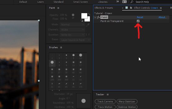 With 'Crown' layer, go to Effect Controls window, check 'Paint on Transparent'