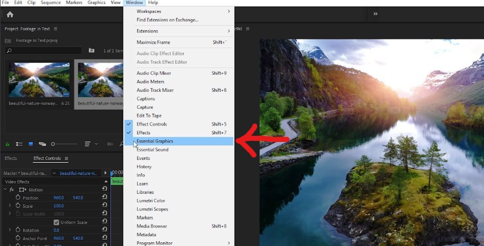 Essential Graphics in Adobe Premiere Pro