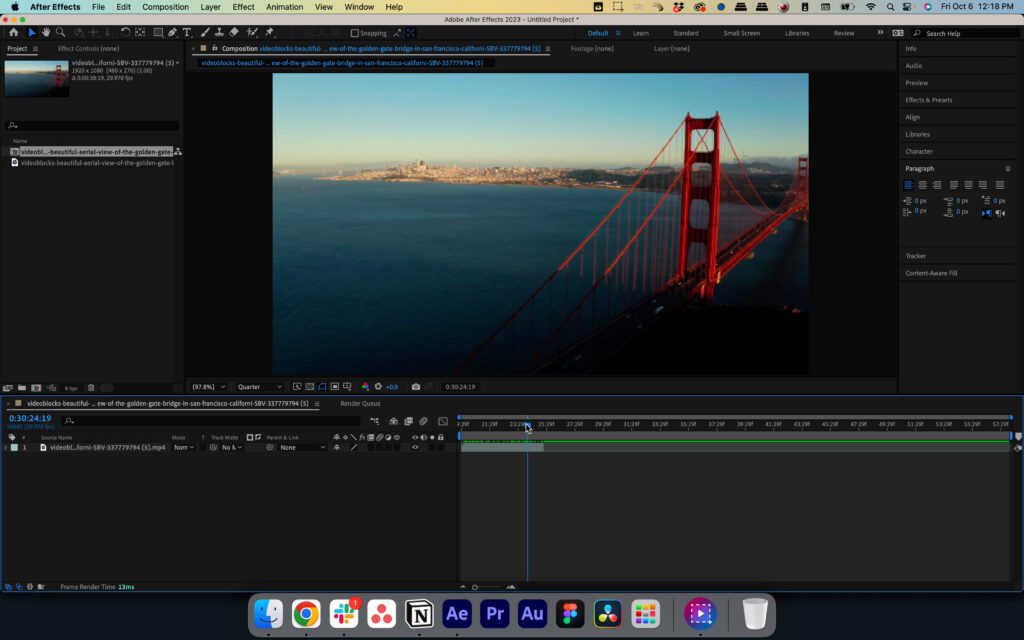 How to cut a clip in After Effects - scrub your playhead to where you want to cut your clip