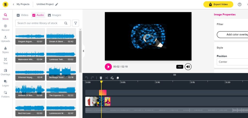 Storyblocks Maker video editor interface